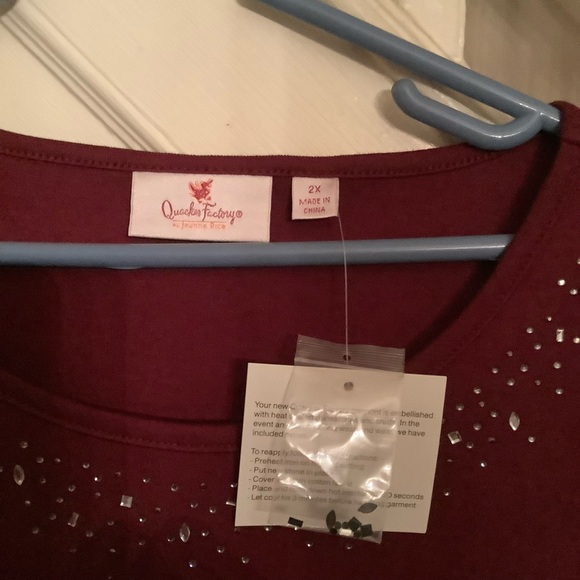 New with Tags Quacker Factory 2X Rich Red Top & NWOT VeneziaAqua black top 18/20 - Picture 3 of 15